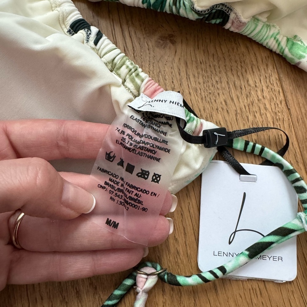 Lenny Niemeyer Marau Triangle Bikini Top - Size M - NWT - Cream/Pink/Green - Picture 8 of 8